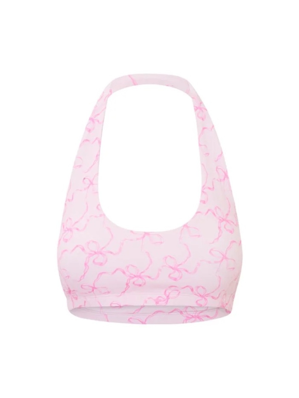 LoveShackFancy Women’s Posey Pink Halter Sports Bra Top Bow Print
